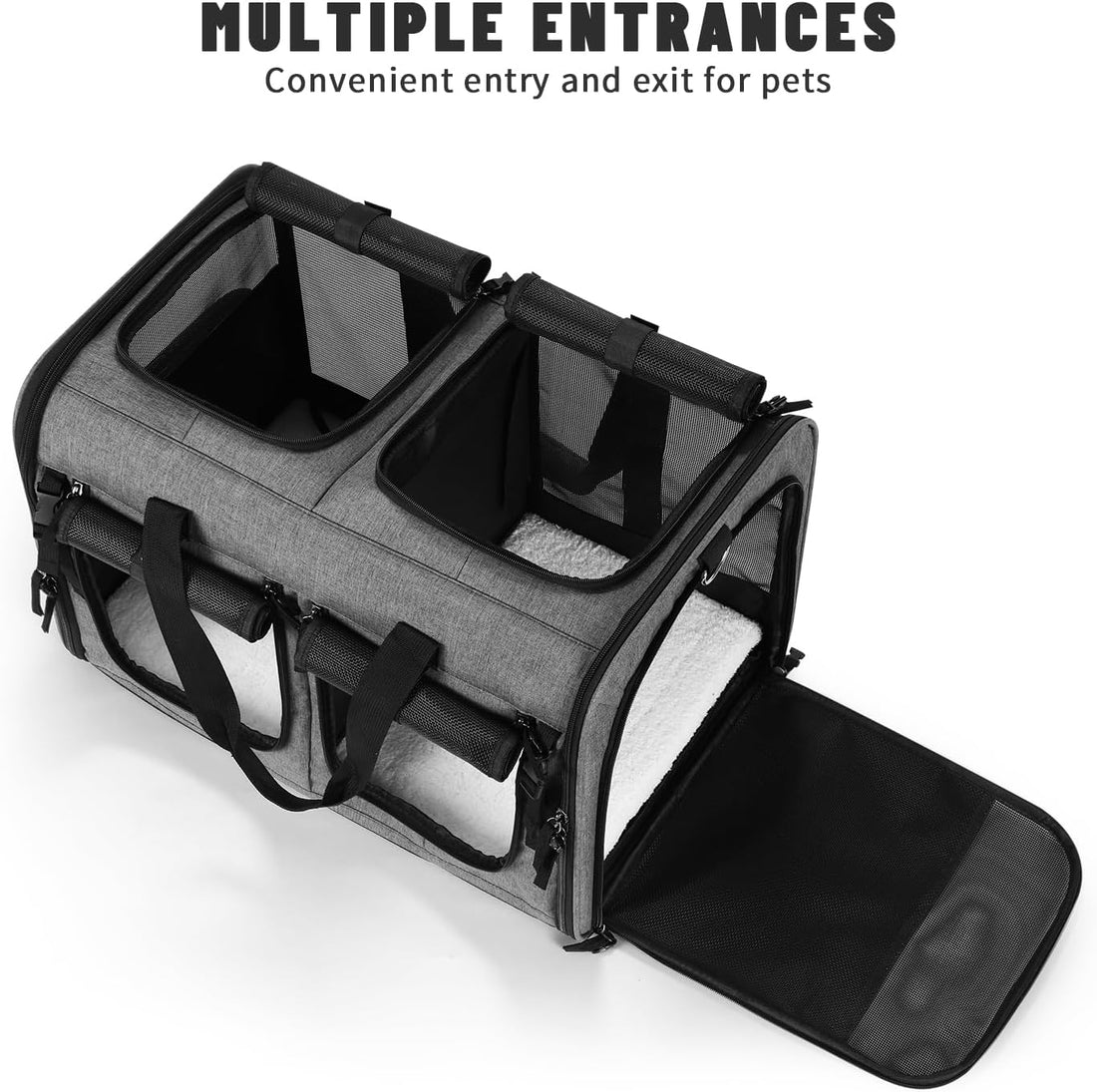Double Cat Carrier for Two Cats, Foldable