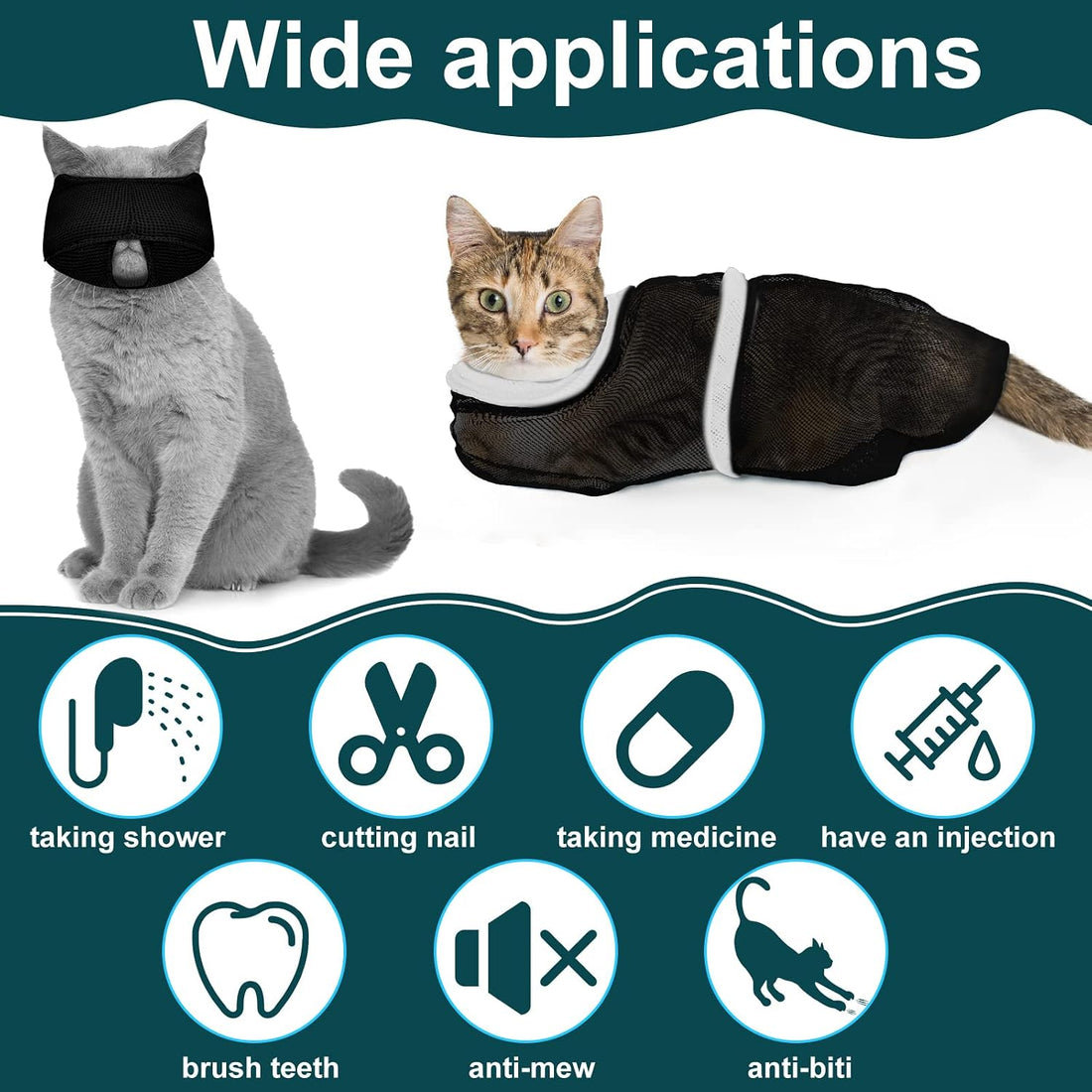 9 Pcs Cat Bathing Bag Set Cat Shower Bag