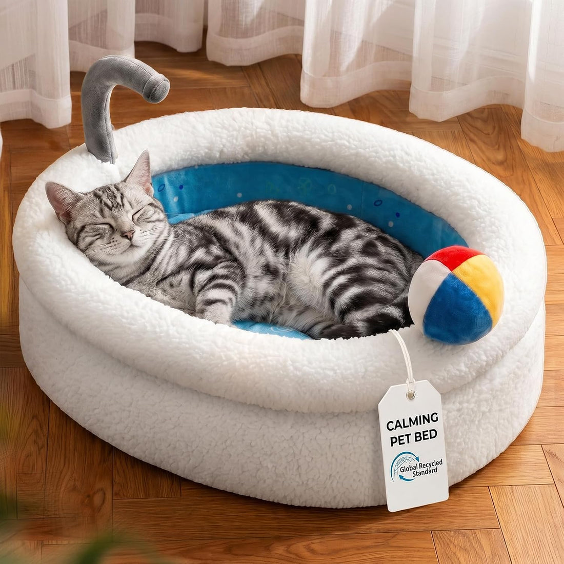 Bathtub Cat Bed, Calming Small Dog Bed 22in