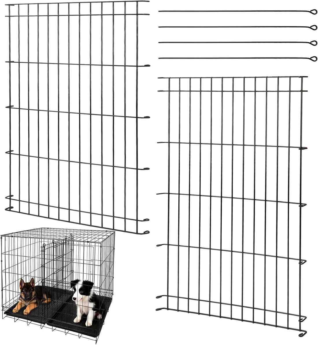 Dog Crate Divider Panel 2-Pack, 16.9" H Adjustable Wire Kennel