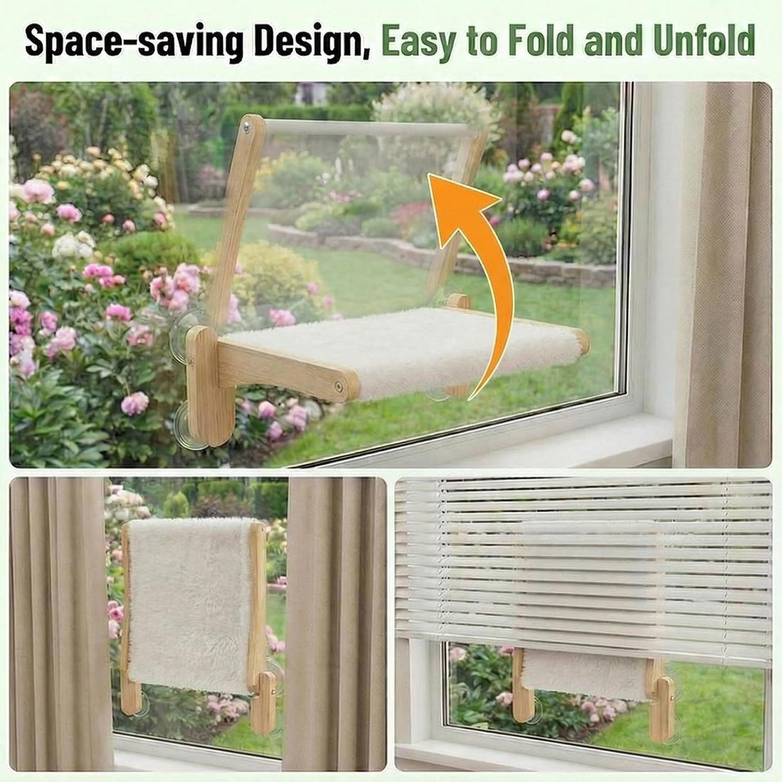 Cat Window Perch with Bird Feeder,Suction Cup Window Cat Bed