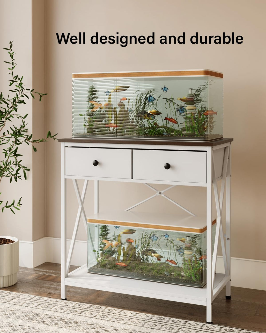 Fish Tank Stand with Drawer,20-29 Gallon Aquarium Stand Easy Assemble