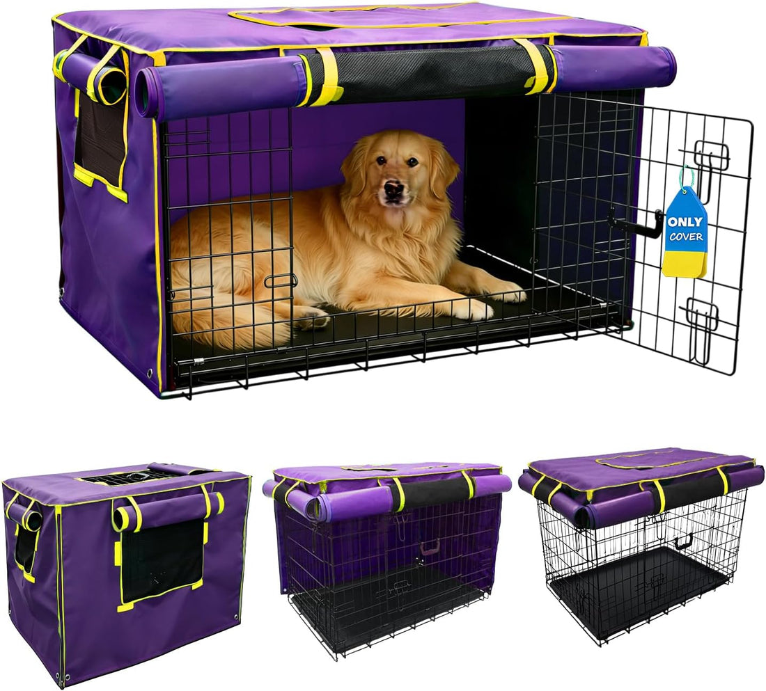 48-Inch Grey Dog Crate Cover, Light-Blocking Roller Shade -Cover Only
