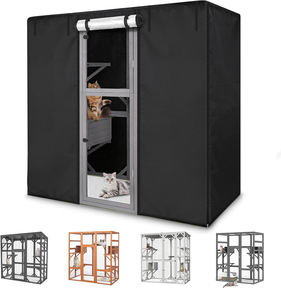 Cat House Cover, Outdoor Cat Enclosure Covers 600D Waterproof Full