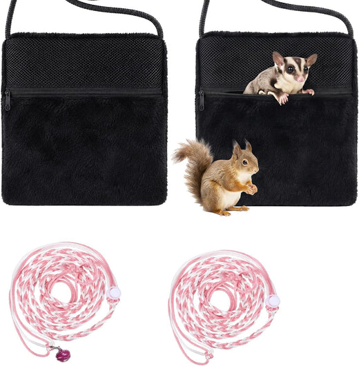 2 Pcs Sugar Glider Pouch and 2 Hamster Leash Breathable Bonding Pouch