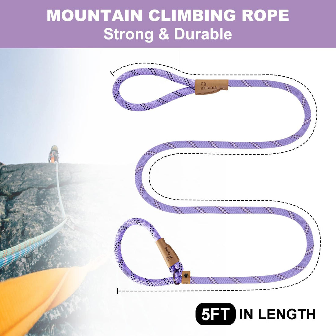 5 FT Slip Lead Dog Leash, Heavy Duty Rope Leash for Small Medium