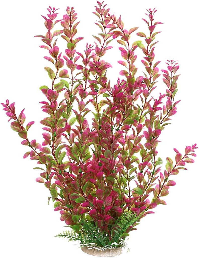 17" Plastic Water Plant for Aquarium Fish Tank Ornament, Rhodo
