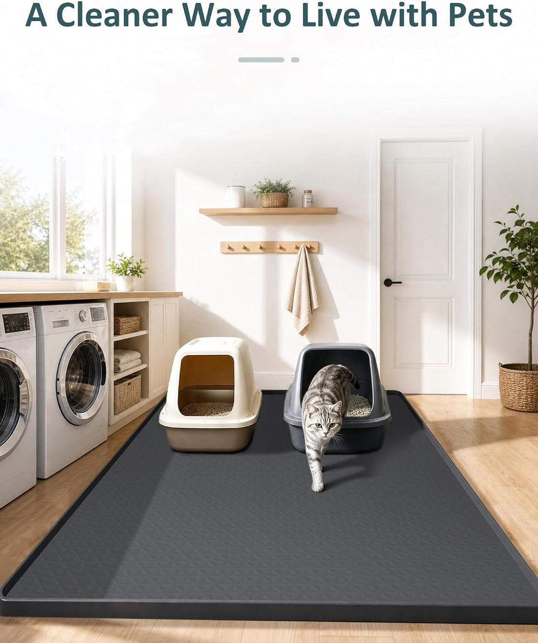 Extra Large Cat Litter Mat, Waterproof Litter Mat, 51.2 x 25.6 in