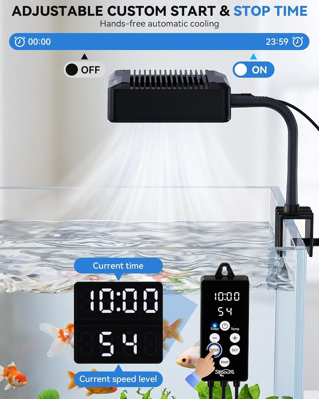 SEAOURA Aquarium Chiller Fan, Cooling for Fish Tank