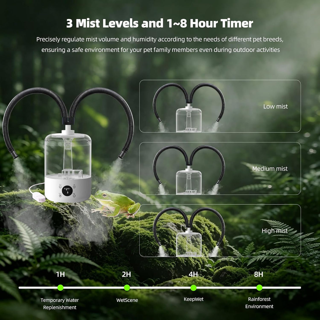 4L Quiet Reptile Fogger with Humidity Sensor, auto shut-off protection
