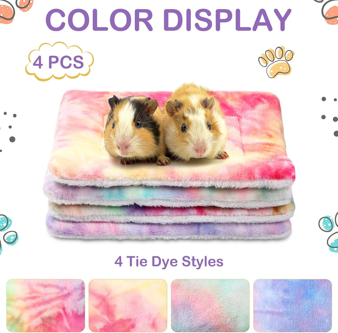 Haull 4 Pcs Waterproof Guinea Pig Bedding Mat, Tie Dyed, 13 x 10