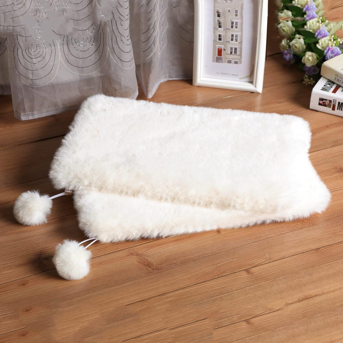 SHENGOCASE 2-Pack 10"x 20" Faux Rabbit Fur Cat Dog Bed Cushion Pad Mat