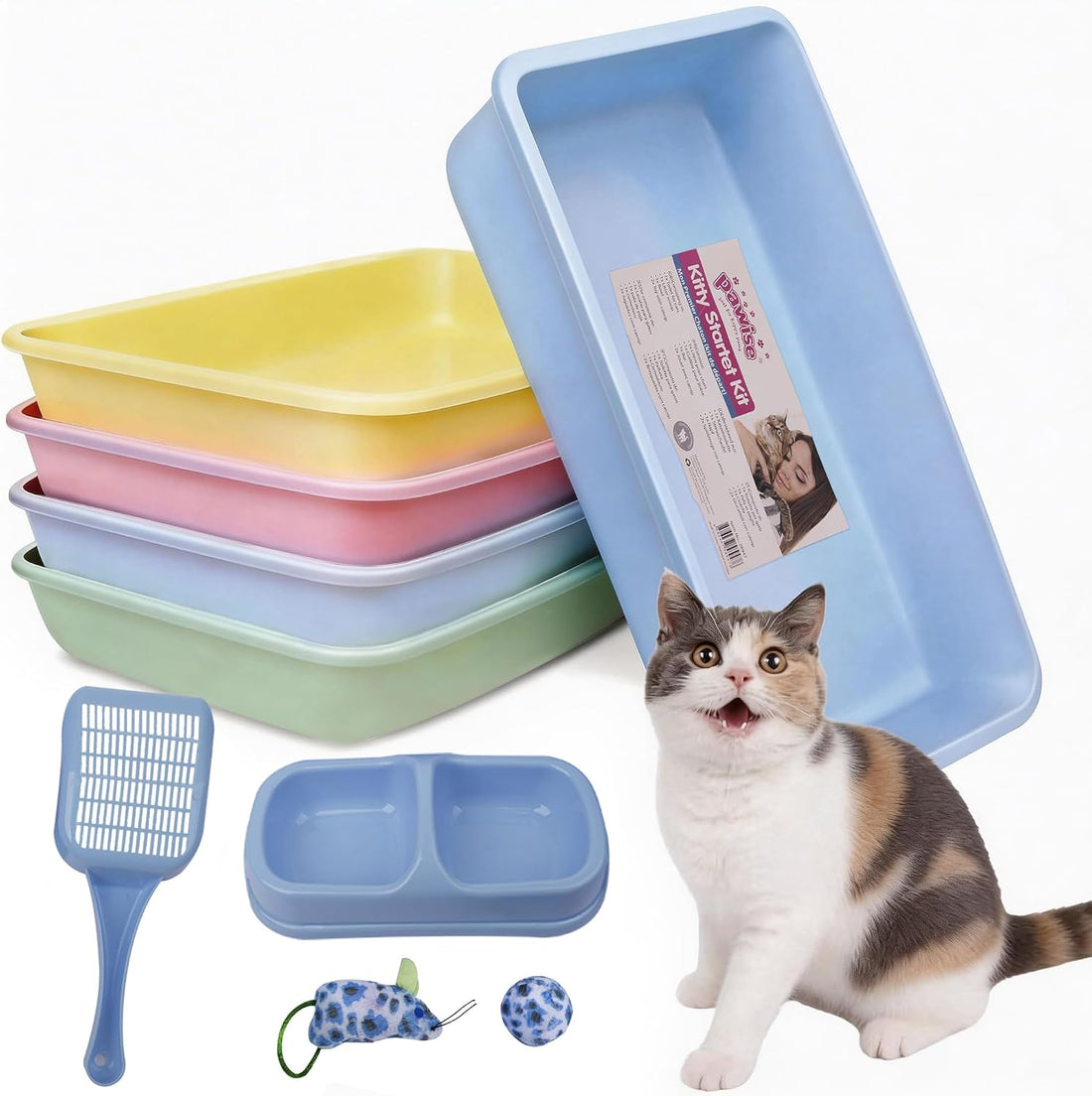 PAWISE Small Cat Litter Box,14.3 x 10.6 x 2.5 Kitten Litter Box