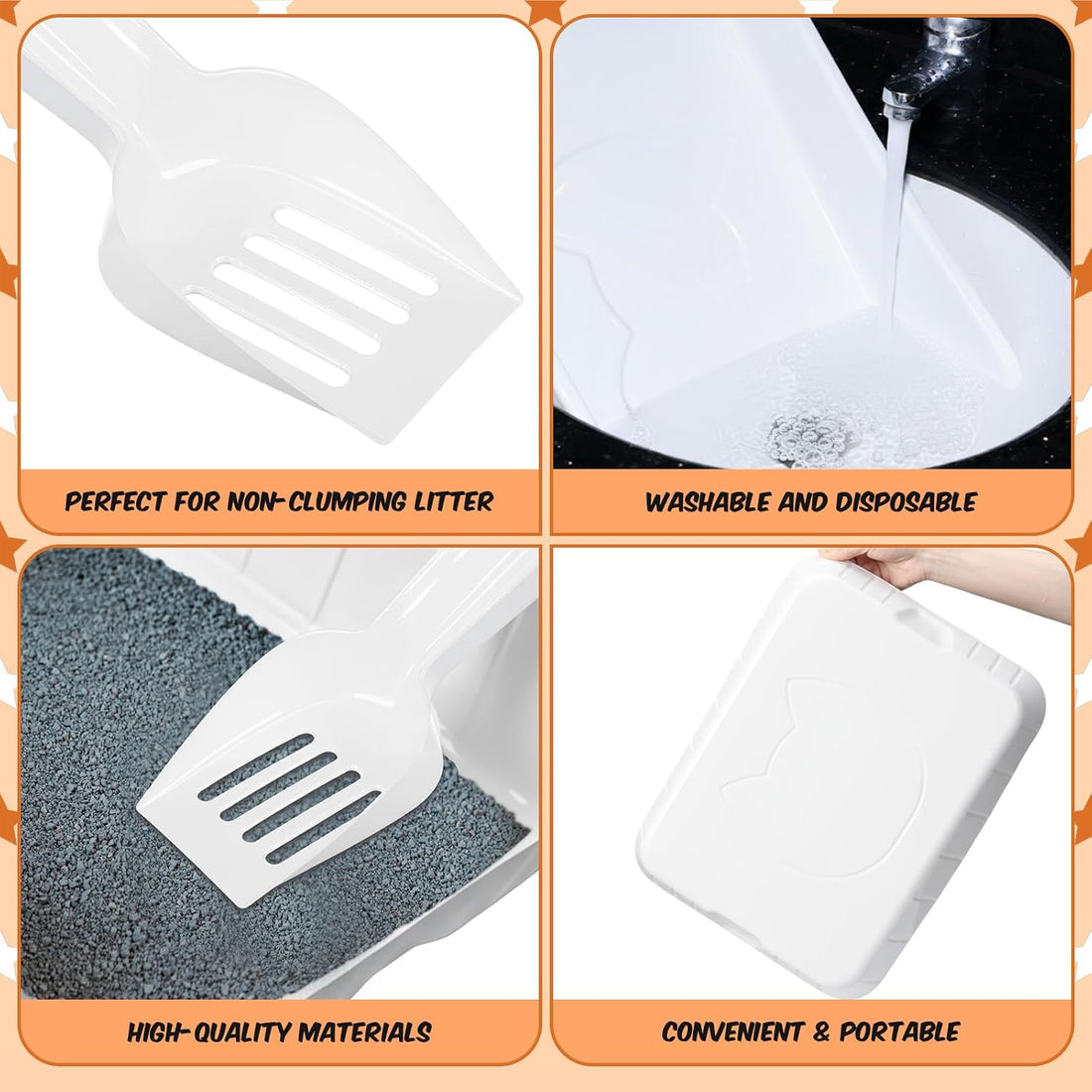 Bokon Pcs 50 Disposable Litter Boxes for Cats with Scoop, White