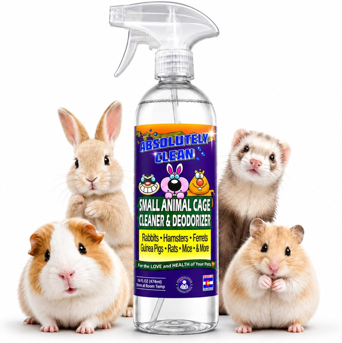 Absolutely Clean Amazing Small Animal Cage Cleaner, Just Spray/Wipe