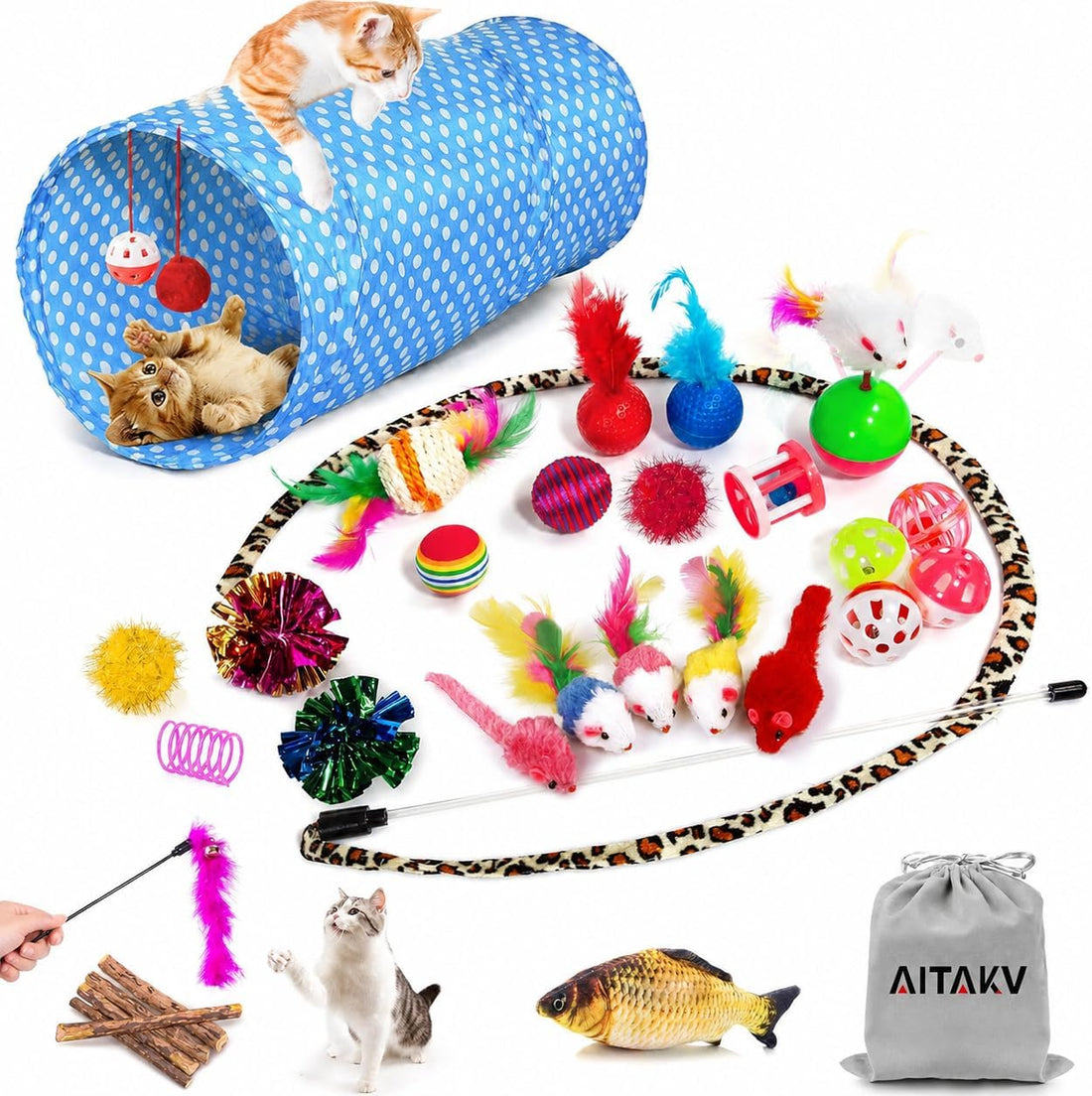 AILUKI 35 PCS Cat Toys Kitten Toys Assortments,Variety Catnip Toy Set