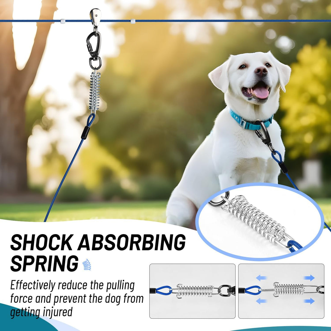 Dog Runner for Yard, Heavy Duty 75FT Dog Runs for Outside with 10FT