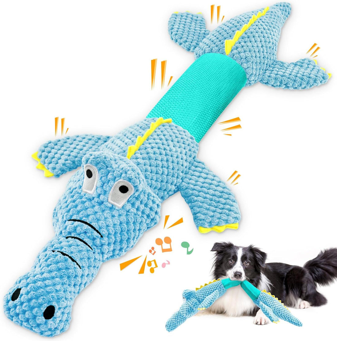 WOWBALA Dog Squeaky Toys Stretchable Crocodile for Interactive Tug