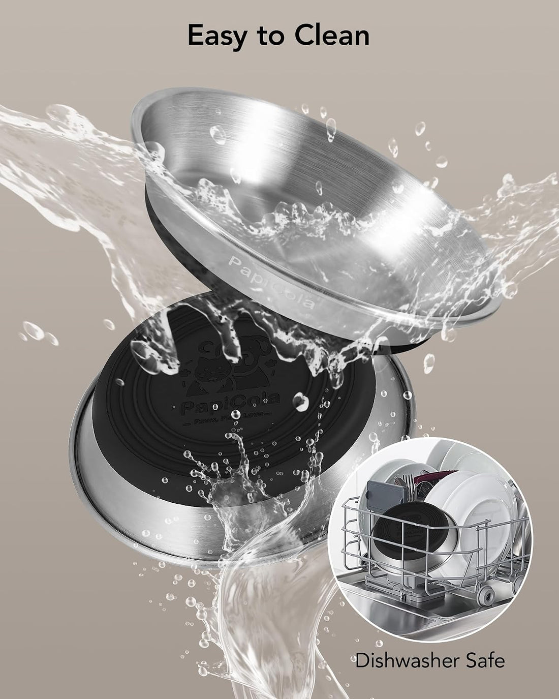 Stainless Steel Cat Bowl 1PC, Non-Slip cat Food Dishes