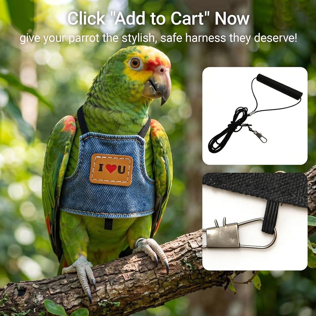 Bird Flight Harness Vest, Adjustable Training Design Anti-Bite