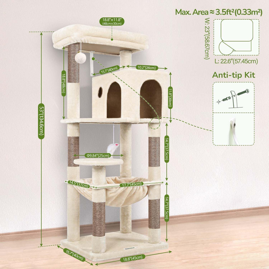 Globlazer Cat Tree Tower with Scratching Post for Indoor Cats, F53