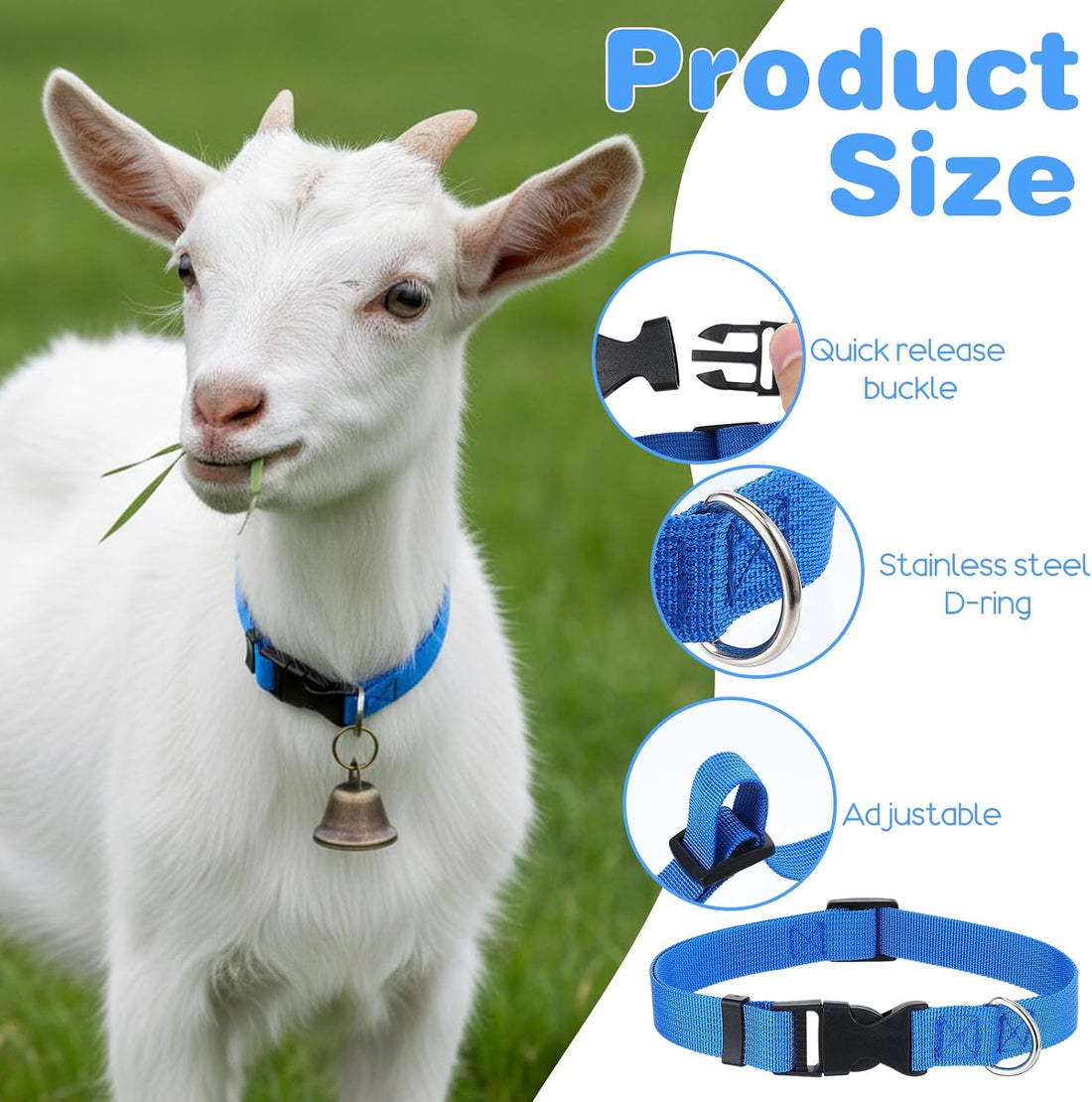 4 Pack Sheep Grazing Copper Bells & Adjustable Nylon Collar Set
