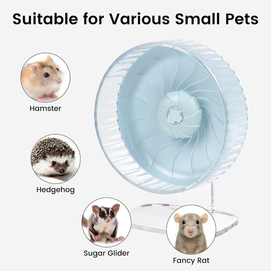 10 inch Silent Hamster Wheel with Adjustable Stand, Large Size, Blue