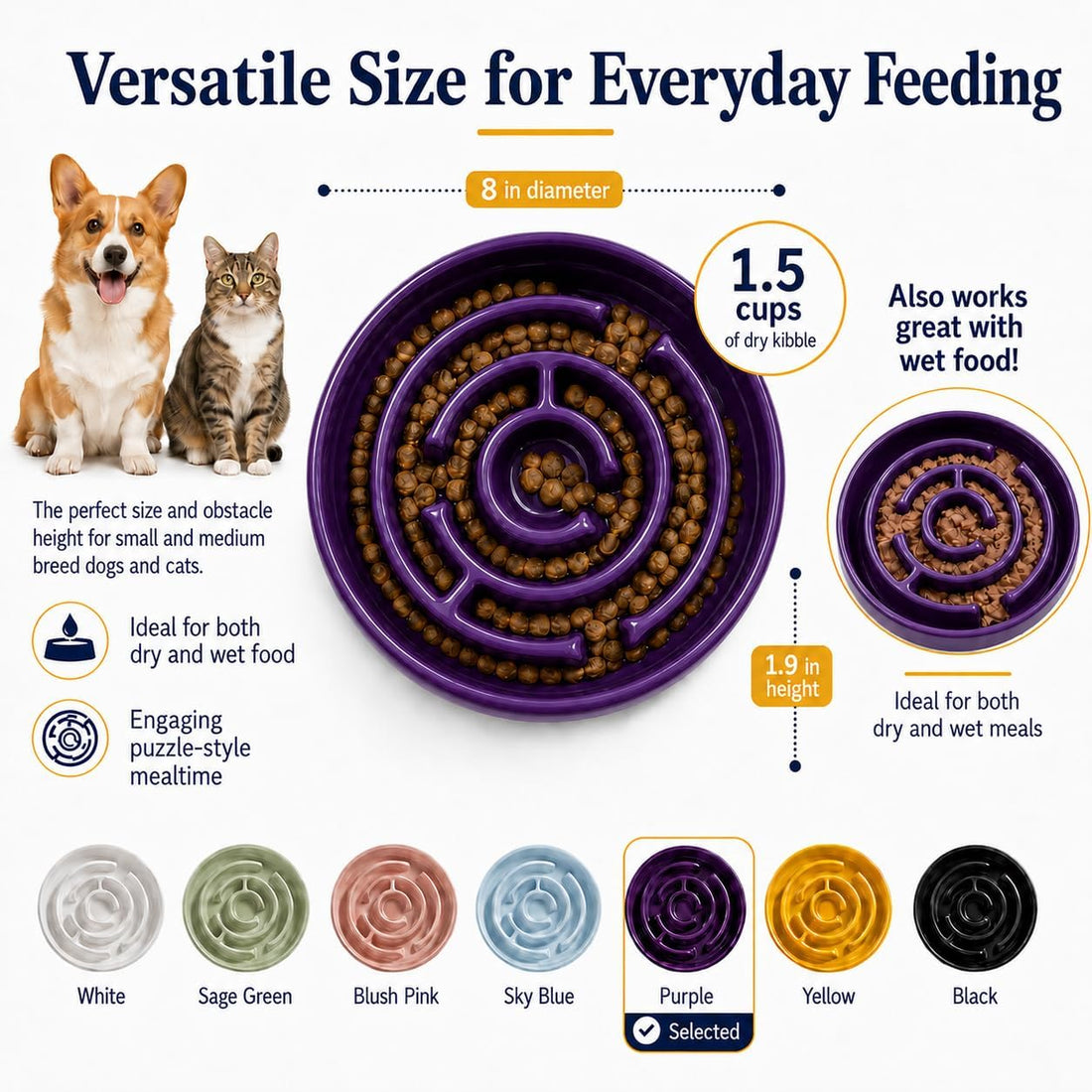 Ceramic Slow Feeder Dog Bowl