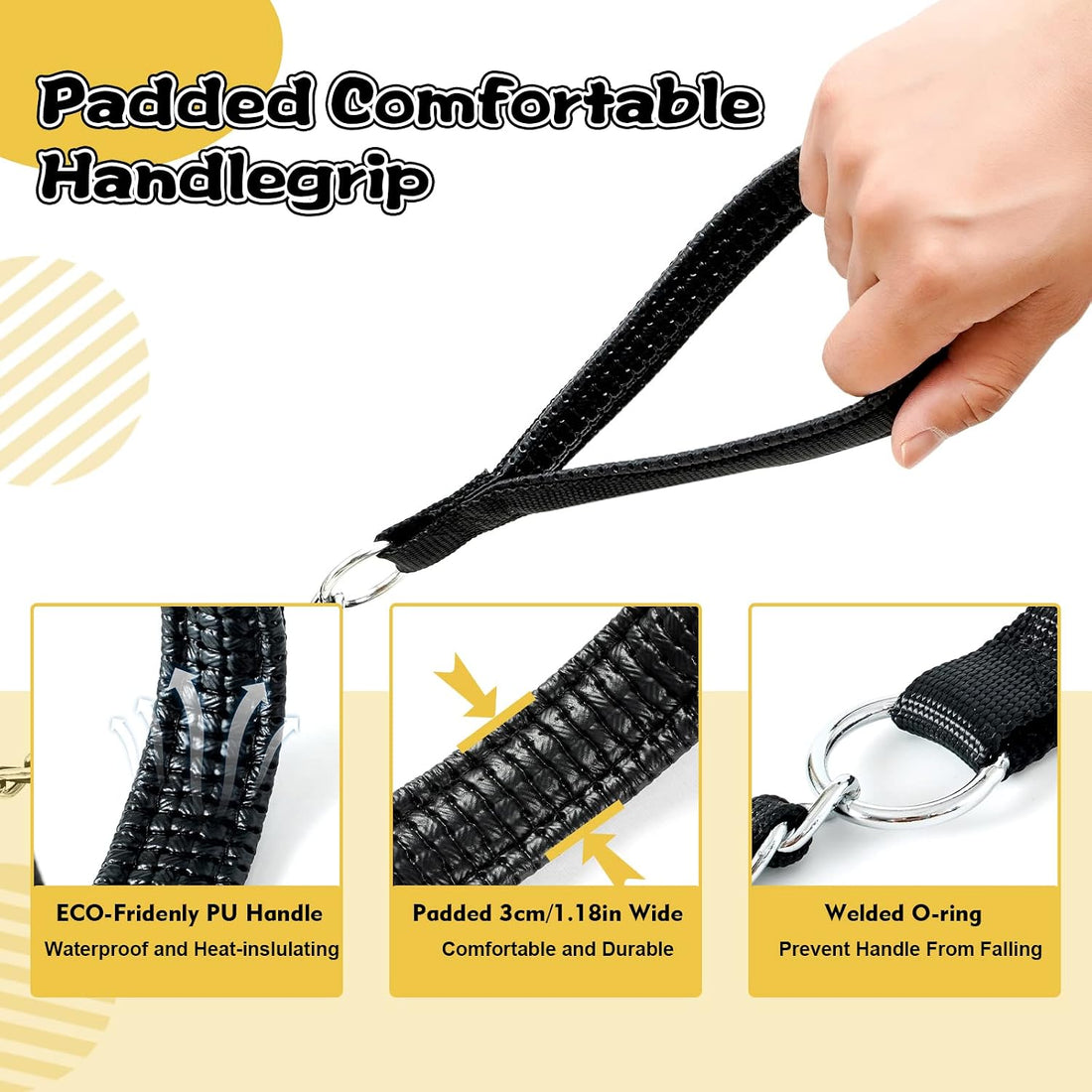 Metal Chain Dog Leash Chew Proof for Dogs, Black, 3.0mm, 4FT