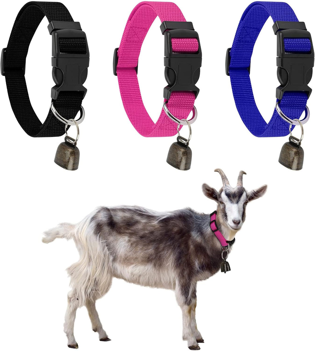 3 Pack Reflective Goat Collars with Bells,Anti-Lost Pet Collar