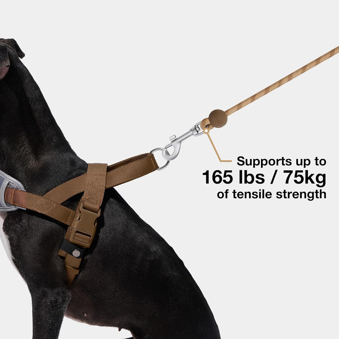 VETRESKA Crossbody Hands Free Dog Leash, 5FT Adjustable Leash (Coffee)