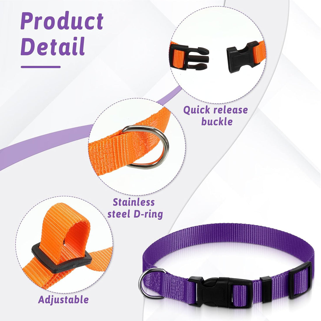 20 Pack Goat Collars with Bells, Adjustable Nylon Collar Set