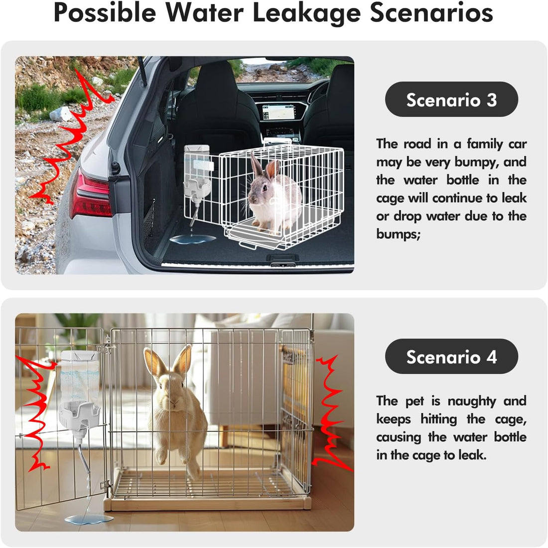 Vannon 30oz Small Pet Water Bottle for Cage with Top Fill Design, Grey