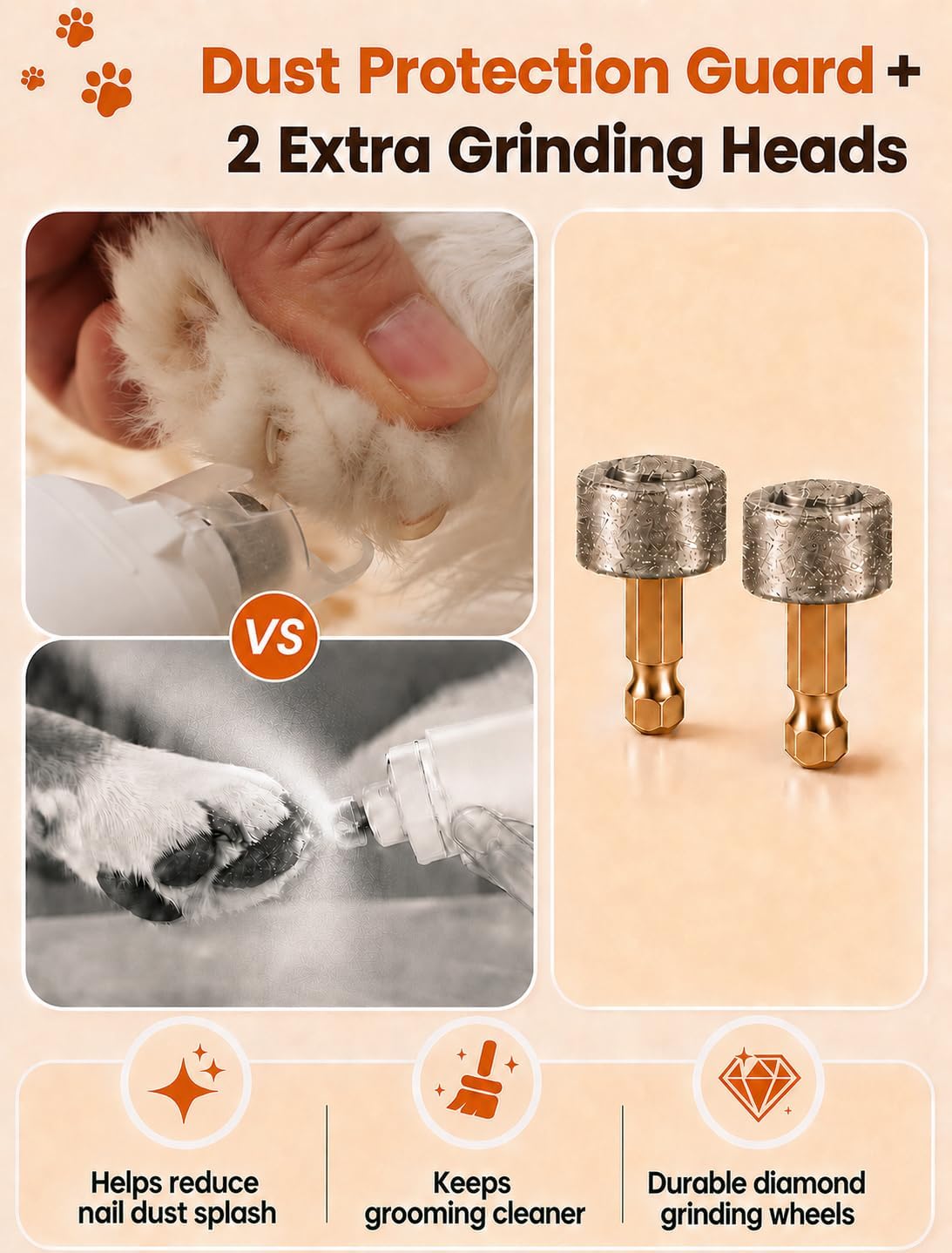 Dog Nail Grinder, Quiet 6-Speed Electric Pet Nail Trimmer