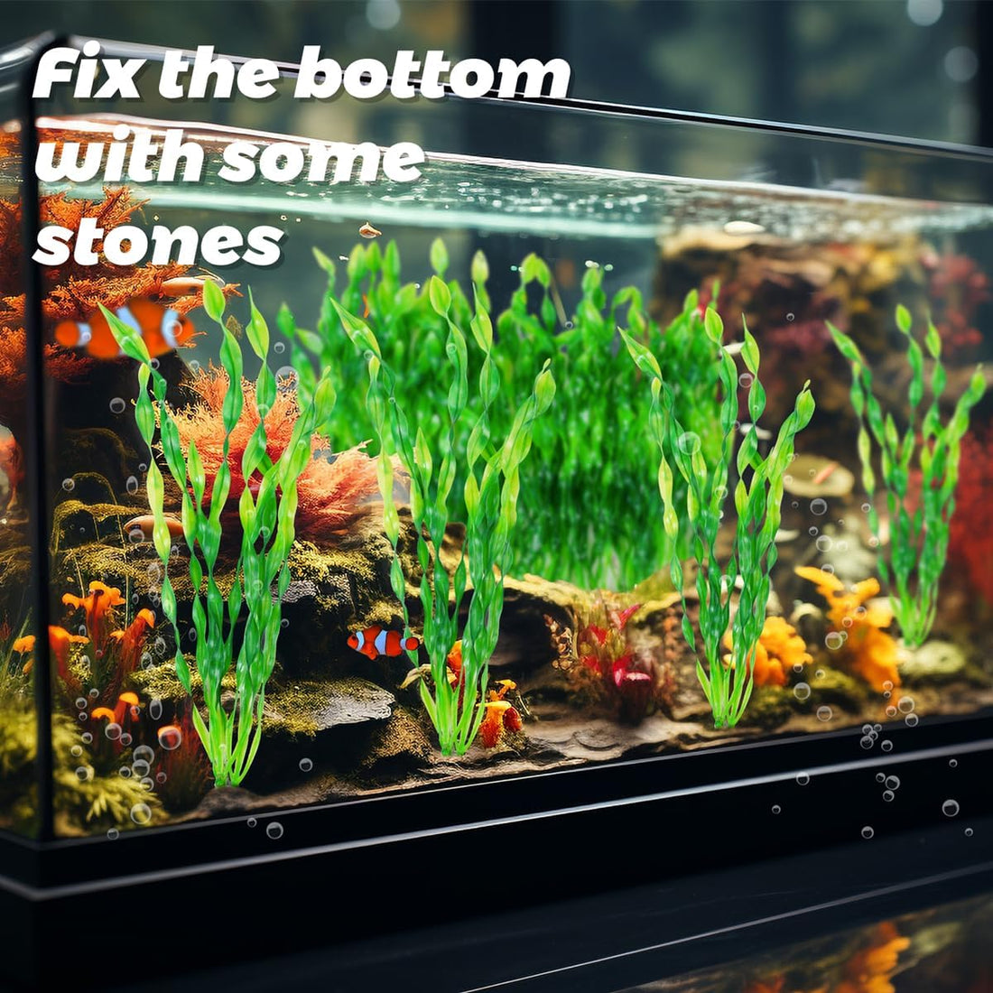 Ameliade 12 PCS Aquarium Artificial Soft Plastic Seaweed Plants Decor