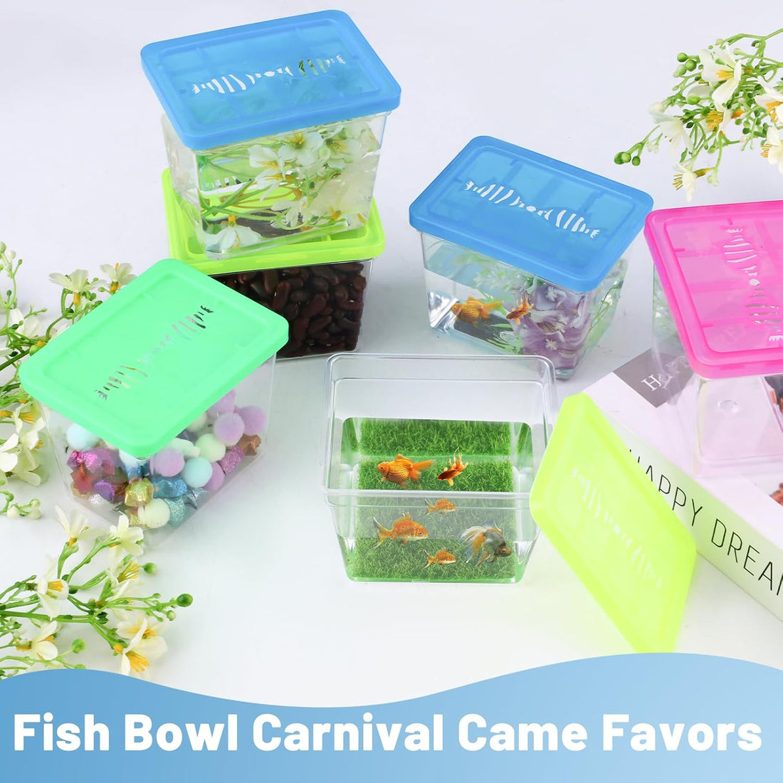 25 Pack Plastic Fish Bowl with Lids