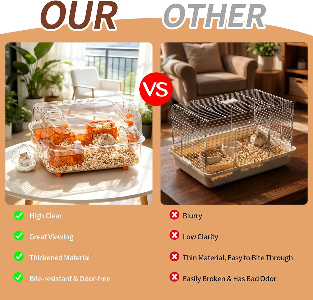 Clear Hamster Cage with External Bath, Dwarf Habitat