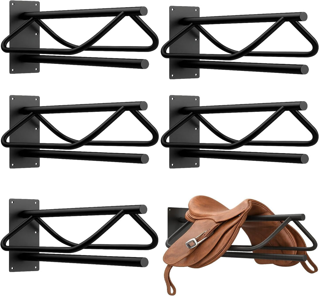 4 Pack Wall Mounted Saddle Racks with Pad Bar,Heavy Duty Black Saddle