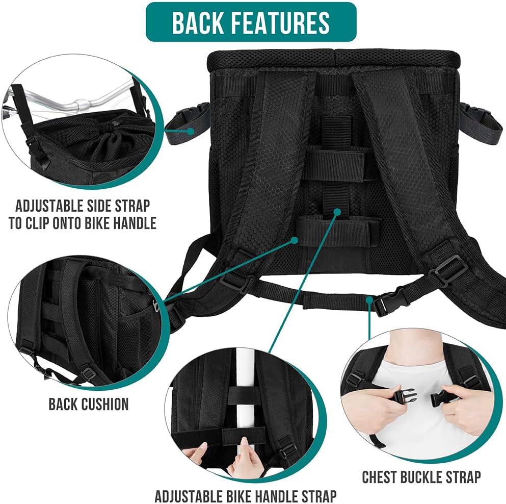 PetAmi Dog Bike Basket, Soft-Sided Ventilated Pet Carrier Backpack