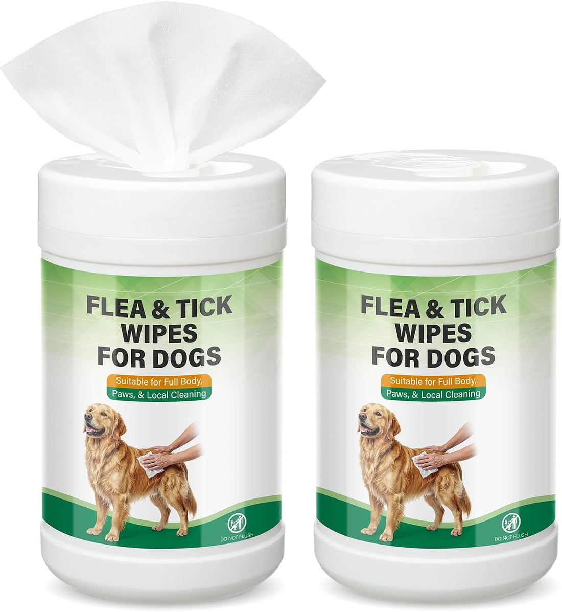 2 Pack Flea & Tick Wipes for Dogs Plant-Based Wipes for Flea and Tick