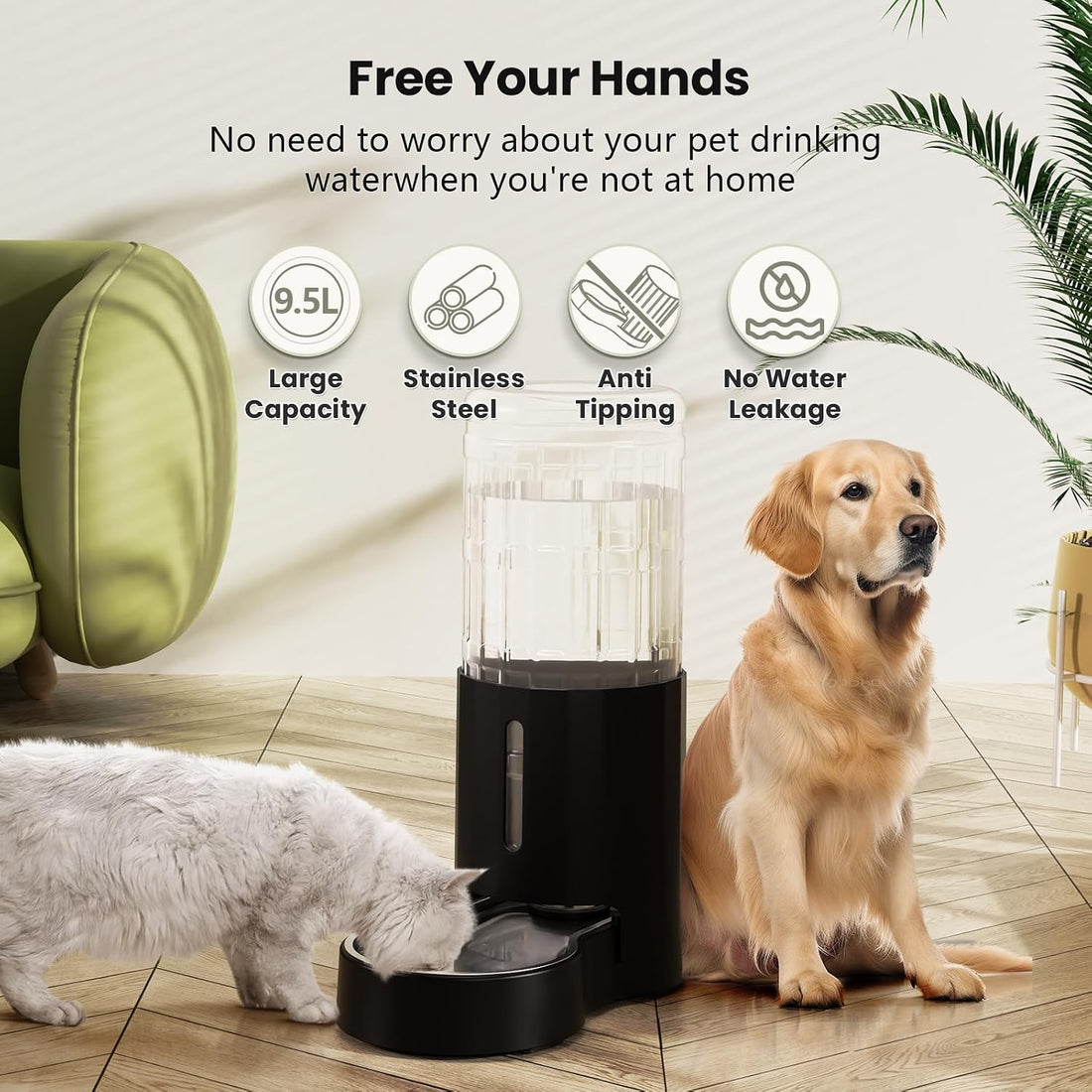 CZPET Dog Water Dispenser, Widen Mouth Gravity Refilling