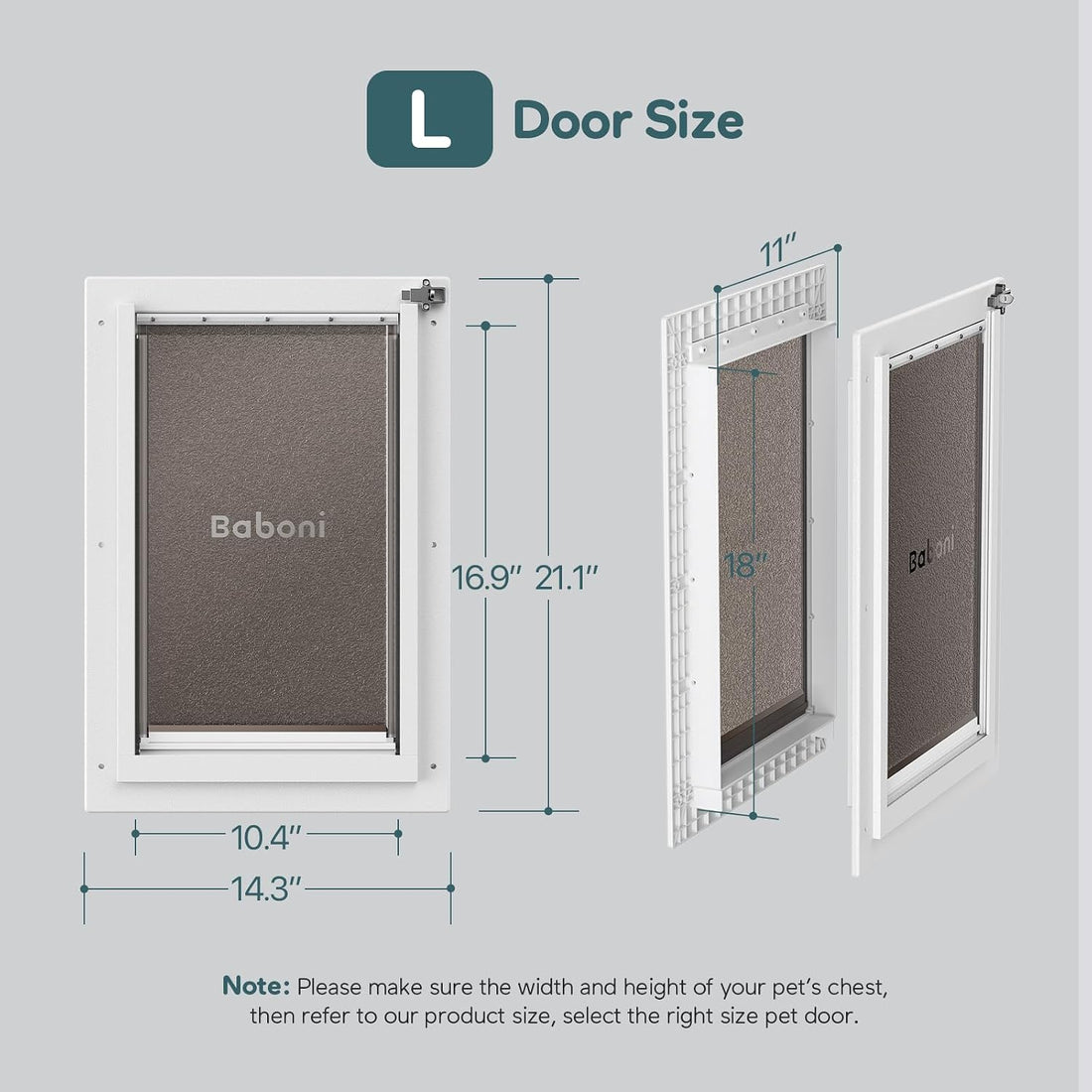 Baboni 3-Flaps Pet Door for Interior and Exterior Doors