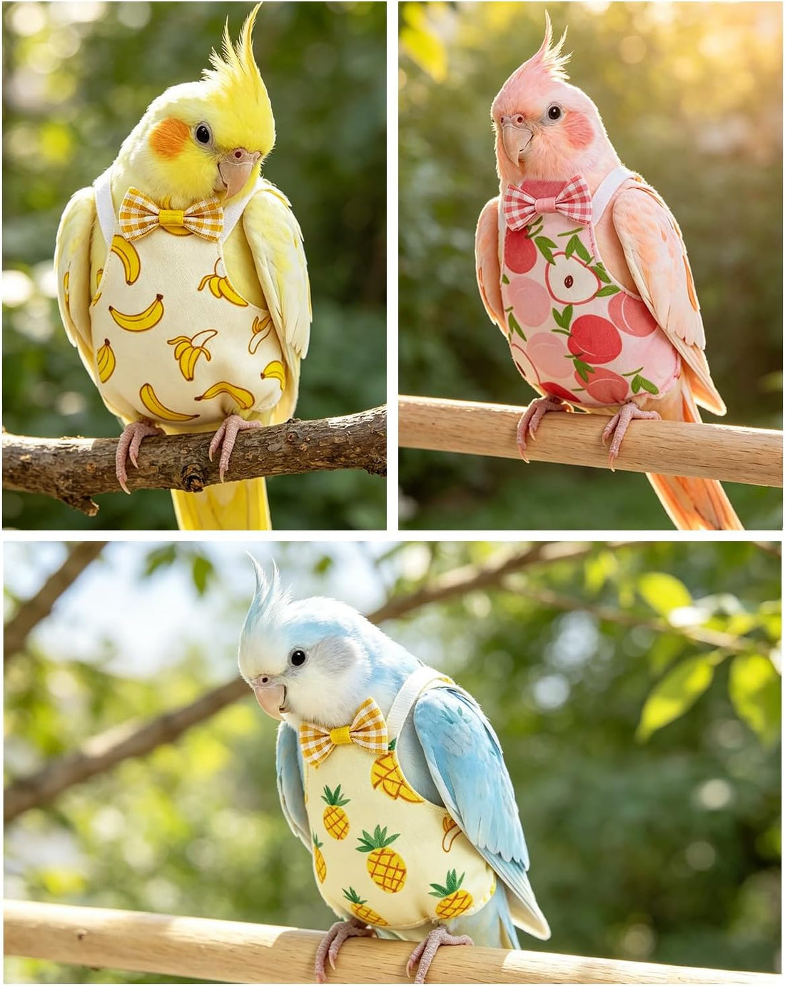 3Pack Bird Diaper, Reusable Parrot Nappy & 50 Absorbent Liners Bird