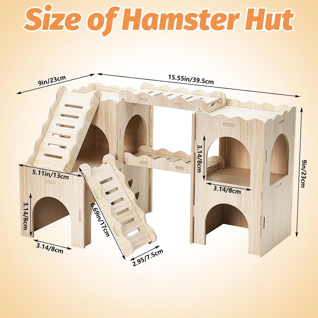 BNOSDM Large Wooden Hamster Hideout Playground with Climbing Ladders