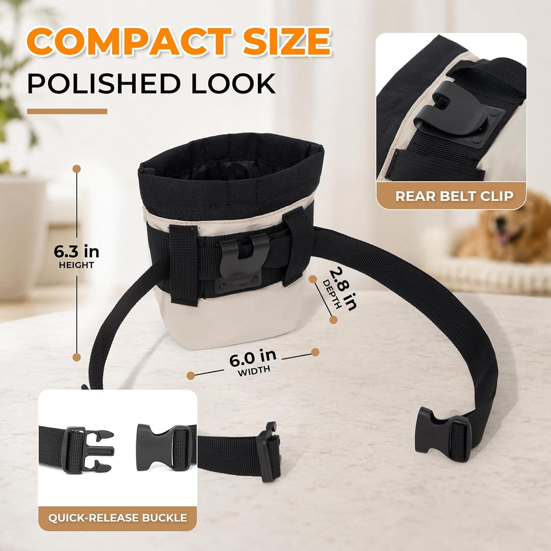 Magnetic Dog Treat Bag with Belt Clip for Training and Walking