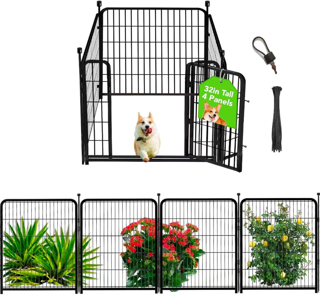 Getlay Dog Playpen 48 inch 8 Panels Total 17.7 Ft Dog Fence Outdoor