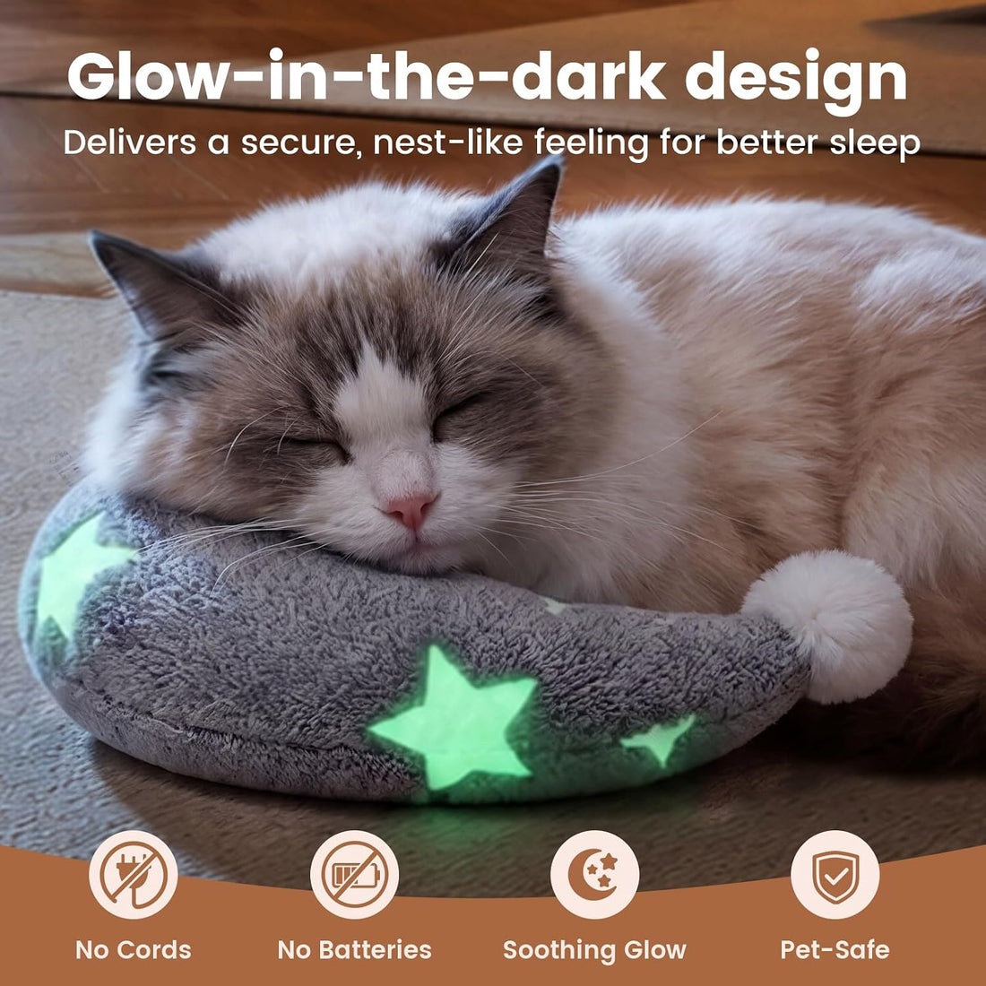 Moon-Shaped Calming Pillow for Cats Soft and Neck-Friendly Dog Pillows