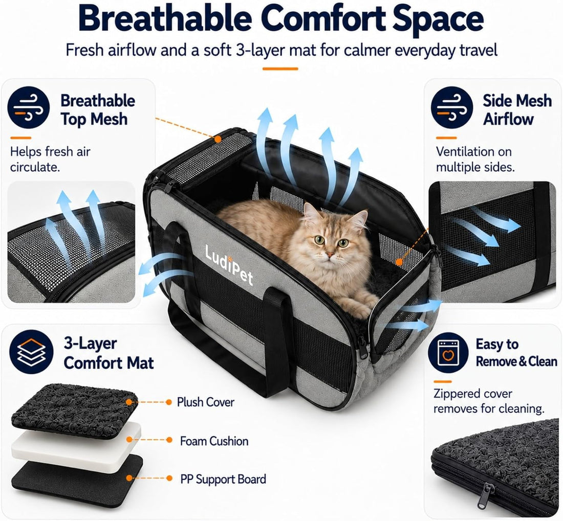 Airline-Friendly Pet Carrier for Cats and Small Dogs