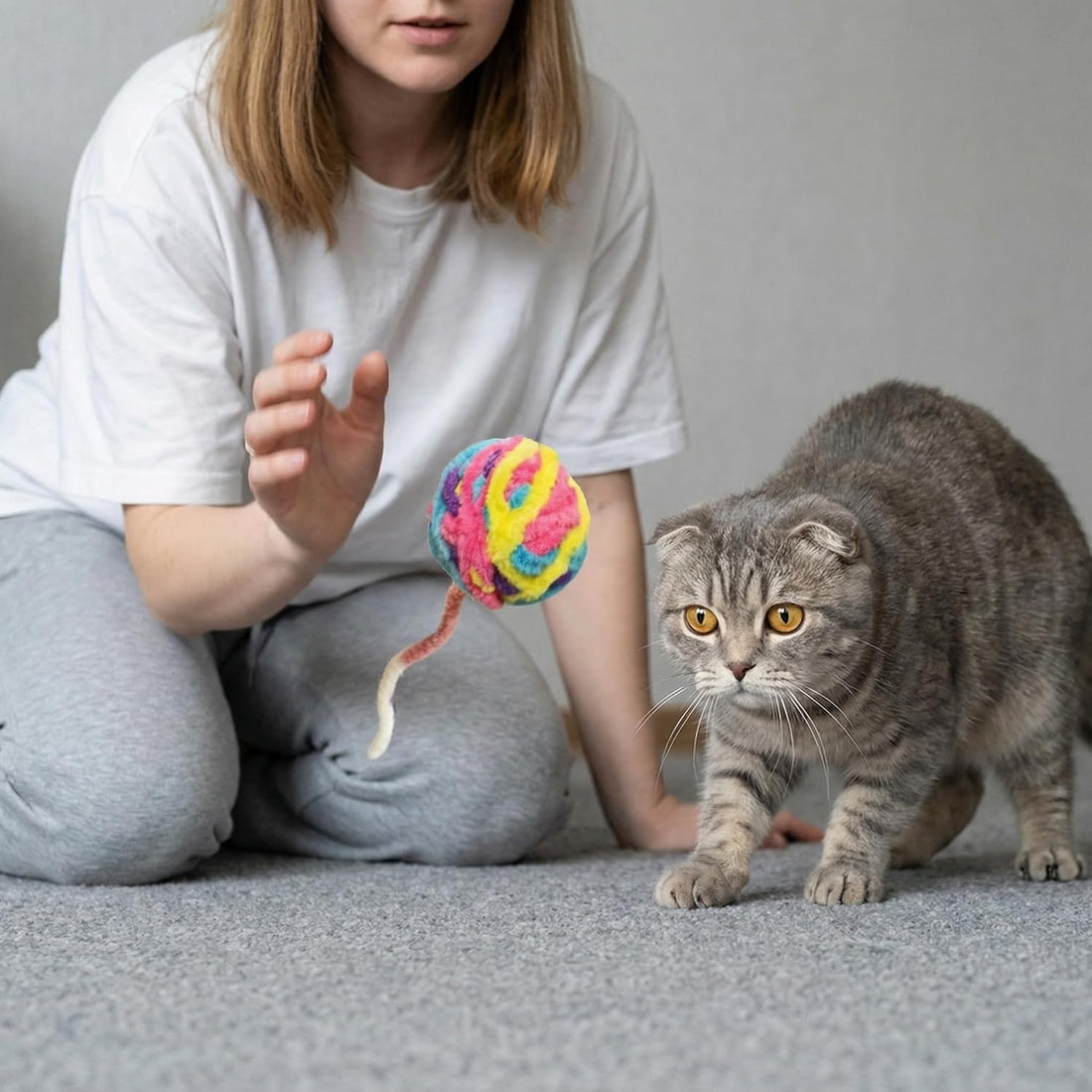 Cat Yarn Balls with Bell Inside, Kitten Toys Pack 5Pcs