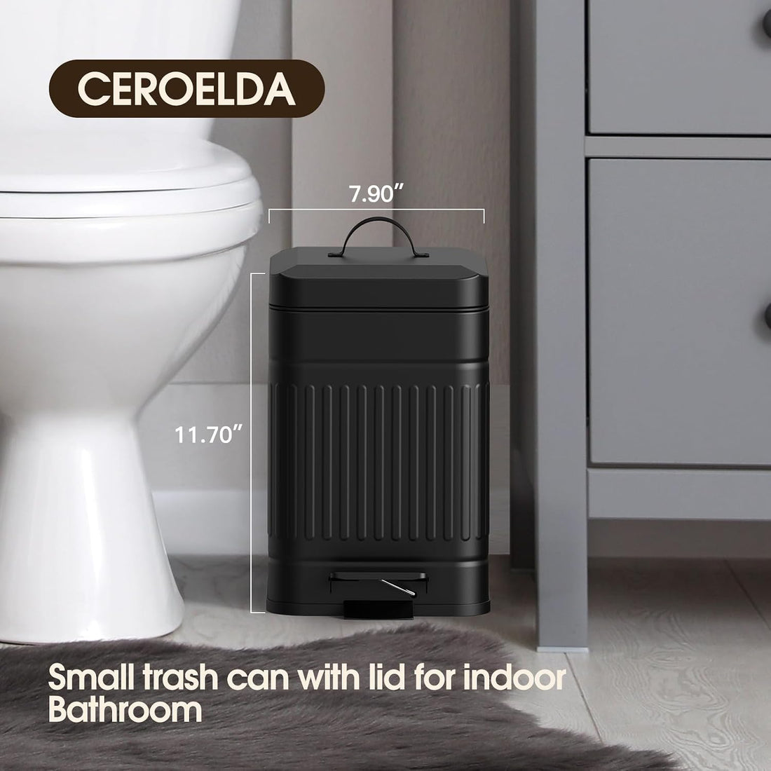 CEROELDA Small Trash Can with Lid-5L/1.3 Gal,Stainless Steel Outdoor